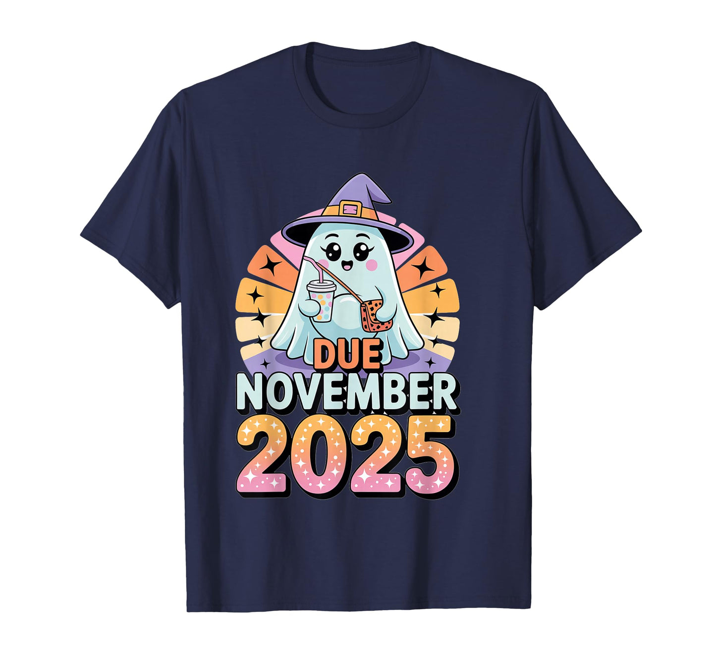 Halloween Pregnant Due November 2025 Mama Ghost Baby Mom T-Shirt