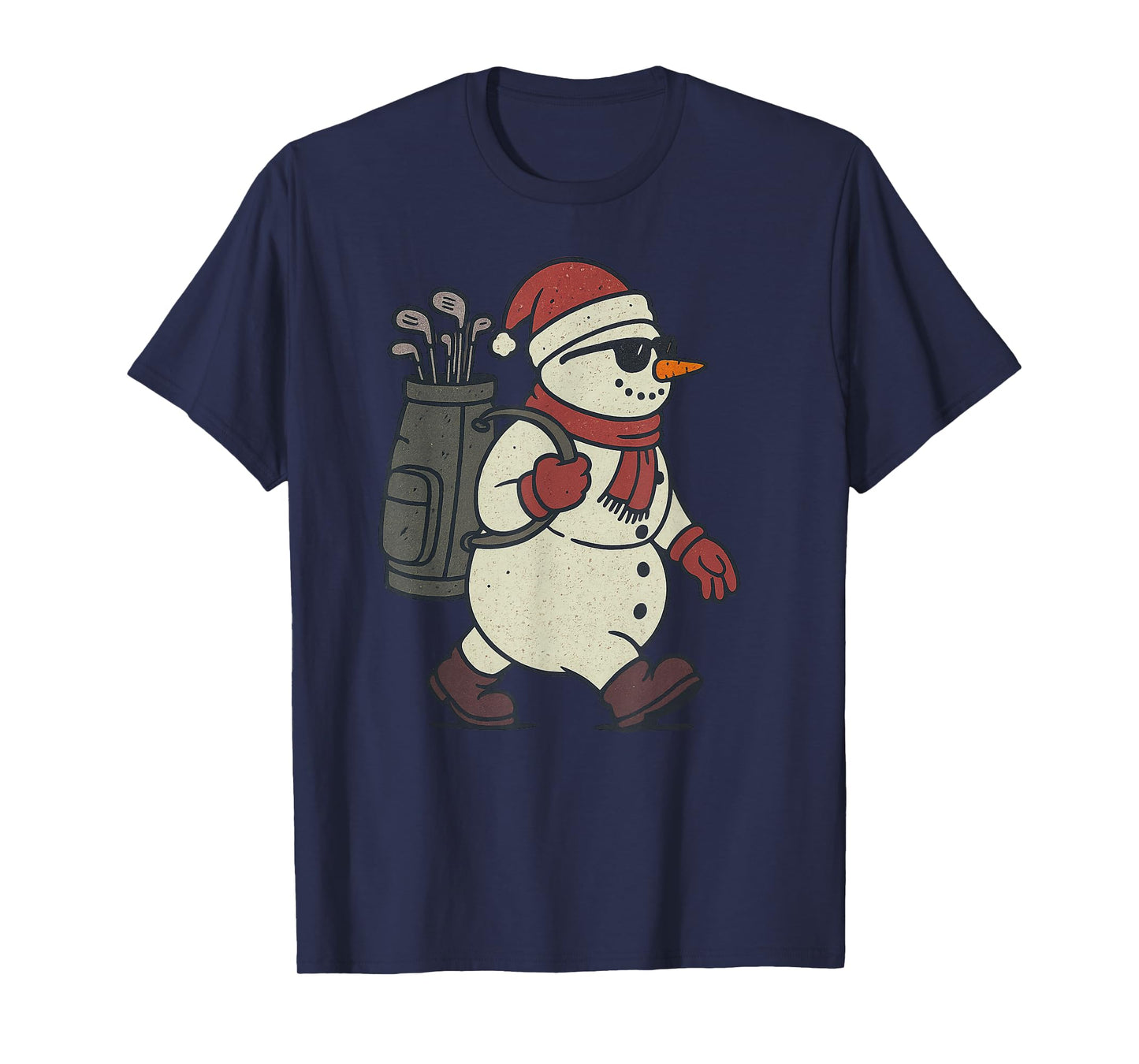 Snowman Playing Golf Christmas Vintage Funny Xmas T-Shirt