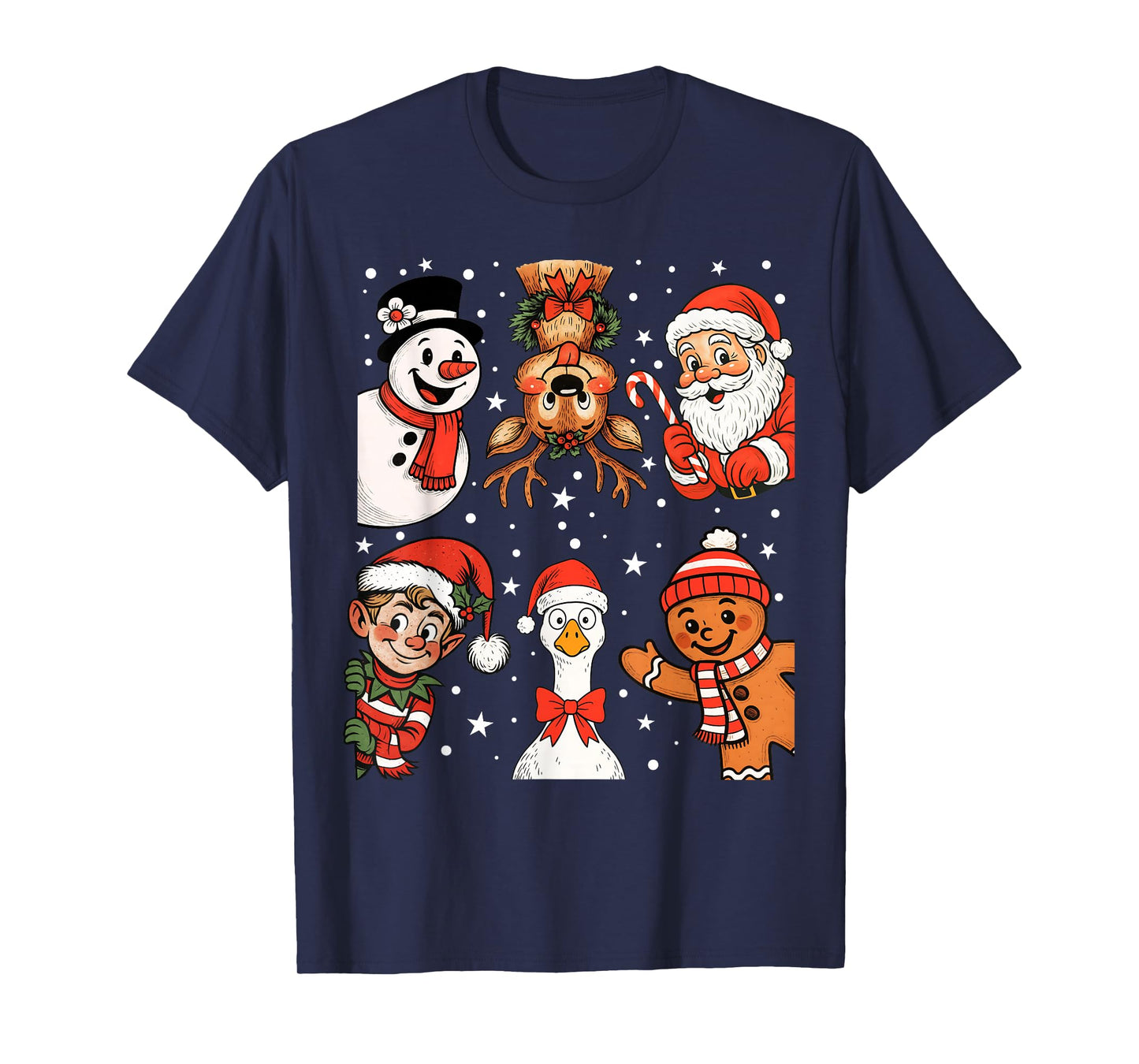Funny Santa Claus Elf Snowman Ginger Bread Goose Christmas T-Shirt