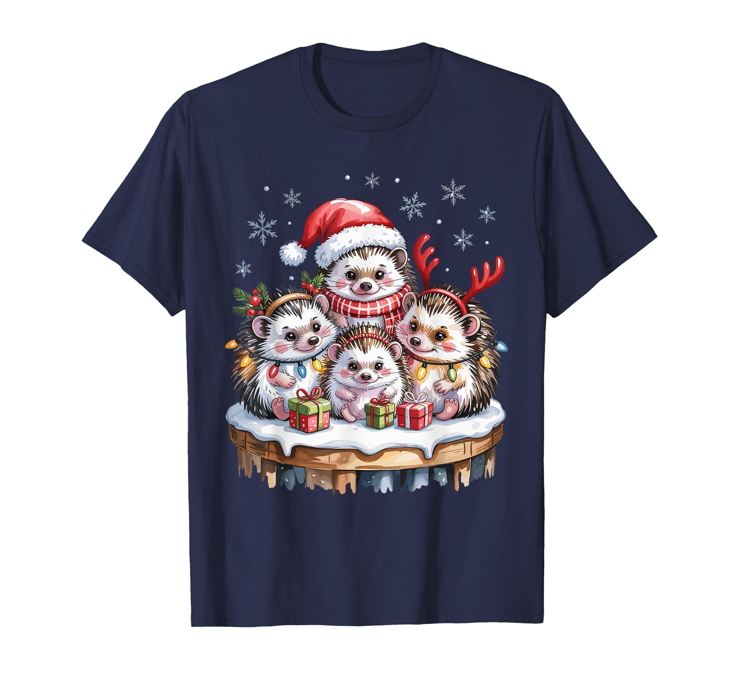 Hedgehog Christmas Cute Pet Lovers Funny Holiday Pajamas T-Shirt