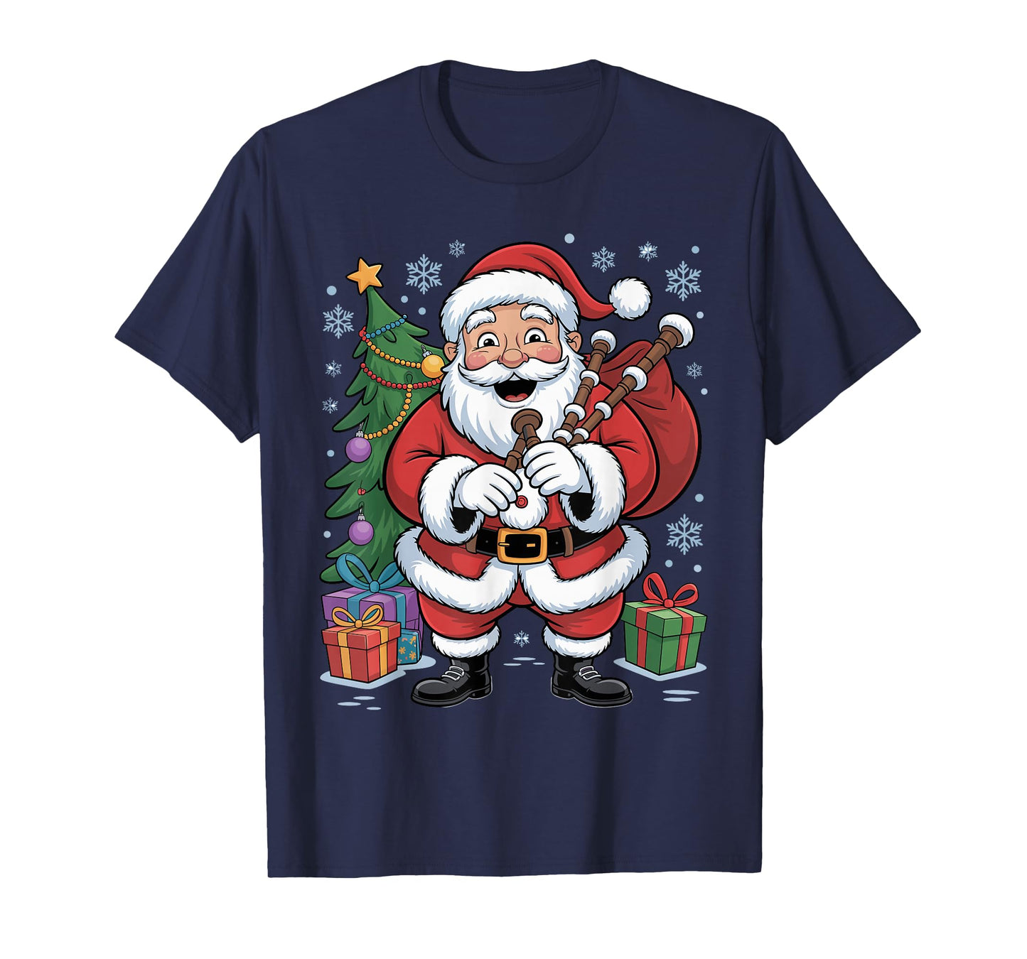Funny Santa Christmas Design Bagpipes Holiday Xmas Pajama T-Shirt