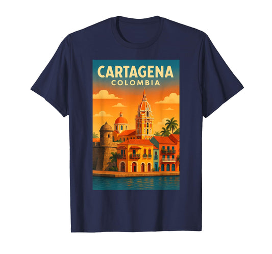 Cartagena Colombia Vintage Travel Art Print Poster Design T-Shirt