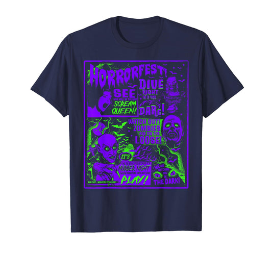 Vintage Halloween Classic Horror Movie Poster Horrorfest T-Shirt
