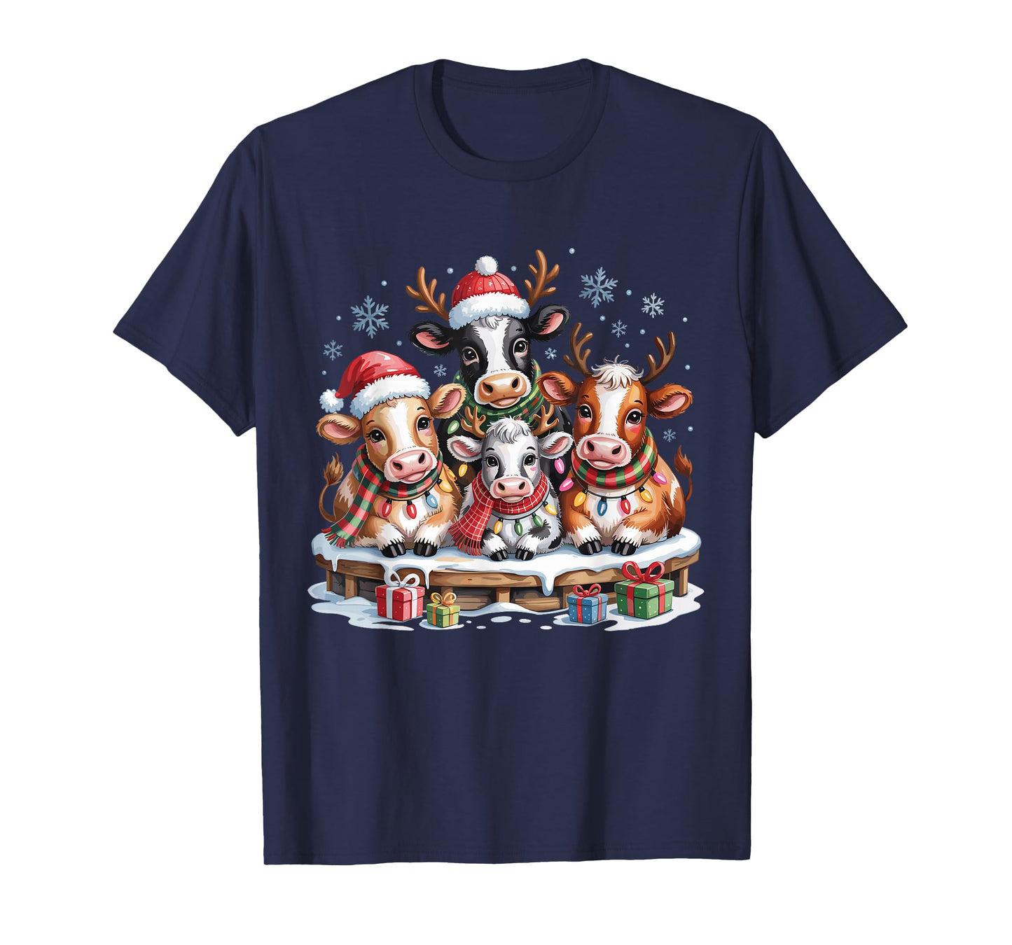 Cow Christmas Cute Farm Animal Lovers Funny Holiday Pajamas T-Shirt