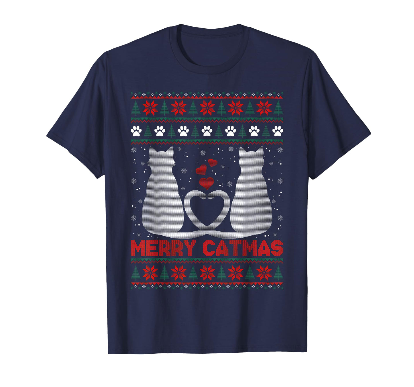 Merry Catmas Ugly Christmas Sweater Cat Xmas T-Shirt