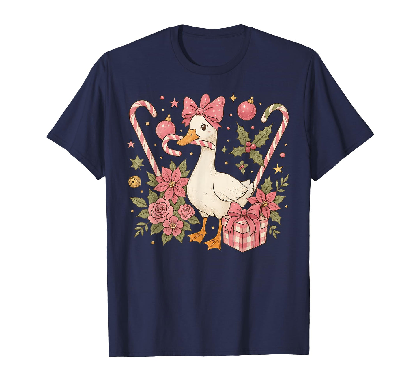 Preppy Coquette Goose Christmas 2025 Family Matching Candy T-Shirt