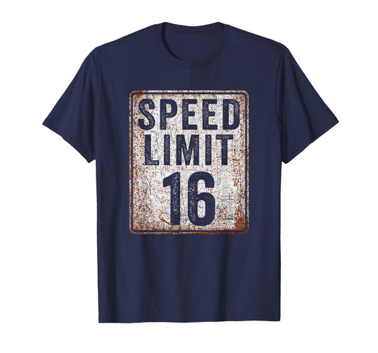 16th Birthday Speed Limit Sign 16 MPH 16 Year Old Funny T-Shirt