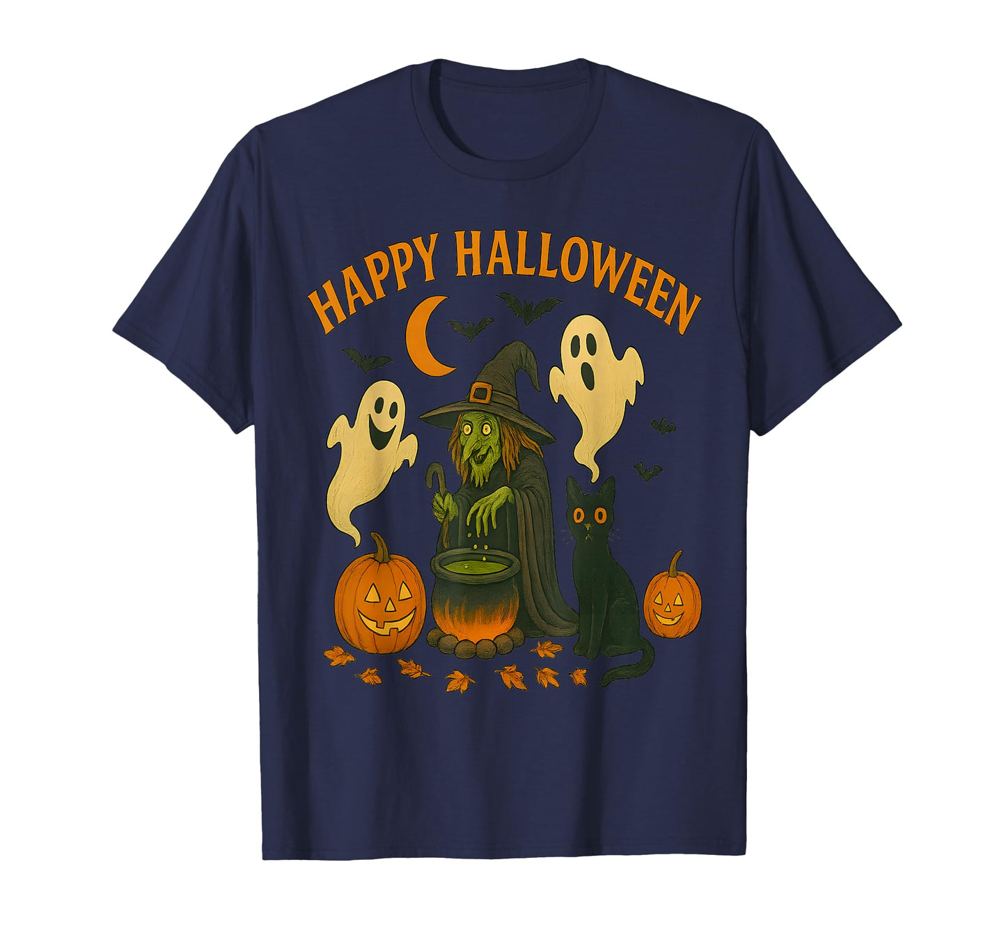 Halloween Witch, Ghosts & Pumpkins – Spooky Black Ca T-Shirt