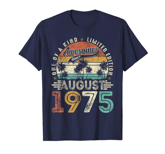 Awesome Since August 1975 Vintage Retro 50th Birthday Men T-Shirt