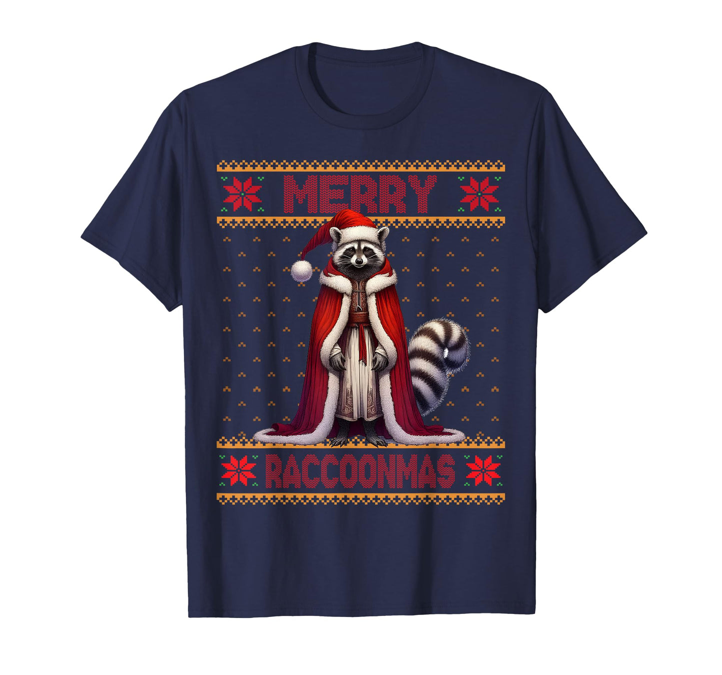 Merry Raccoonmas Funny Raccoon Ugly Christmas T-Shirt