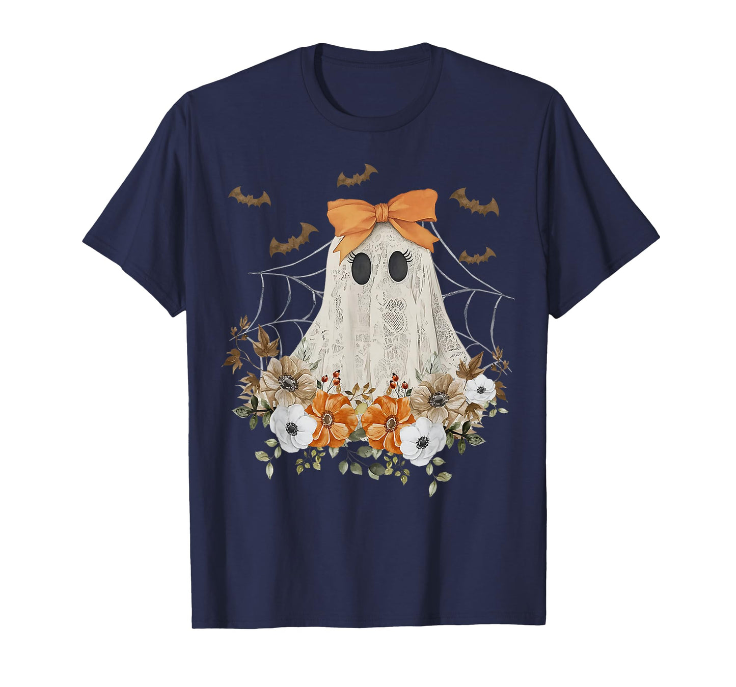Coquette Ghost Flower Ghost Spooky Lace T-Shirt