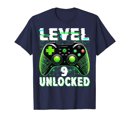 Level 9 Unlocked Shirt Funny Video Gamer Geek 9th Birthday T-Shirt