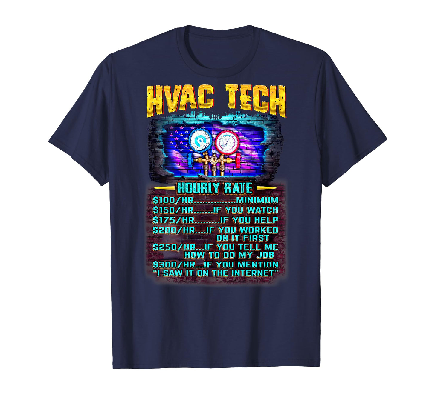 Funny HVAC Technician hourly rate T-Shirt - Adults, Unisex, Short Sleeve, Black, X-Small, Classic Fit, Polyester 100%, Vintage Modern Blend, HVAC Technicians, HVAC Enthusiasts, Fun-loving Adults