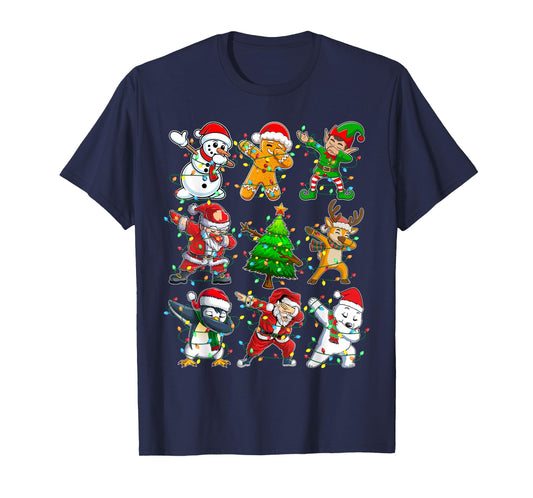 Dabbing Santa Elf Friends Christmas Dab Boys Girls Kids Xmas T-Shirt