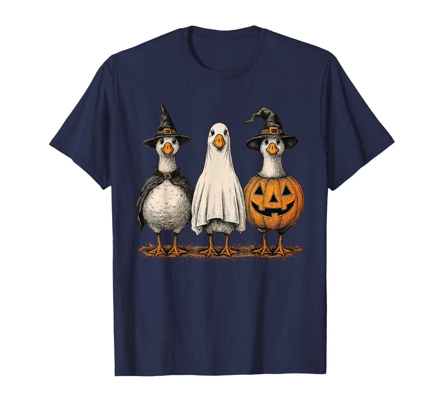 Funny Silly Goose Halloween Ghost Pumpkin Witch T-Shirt