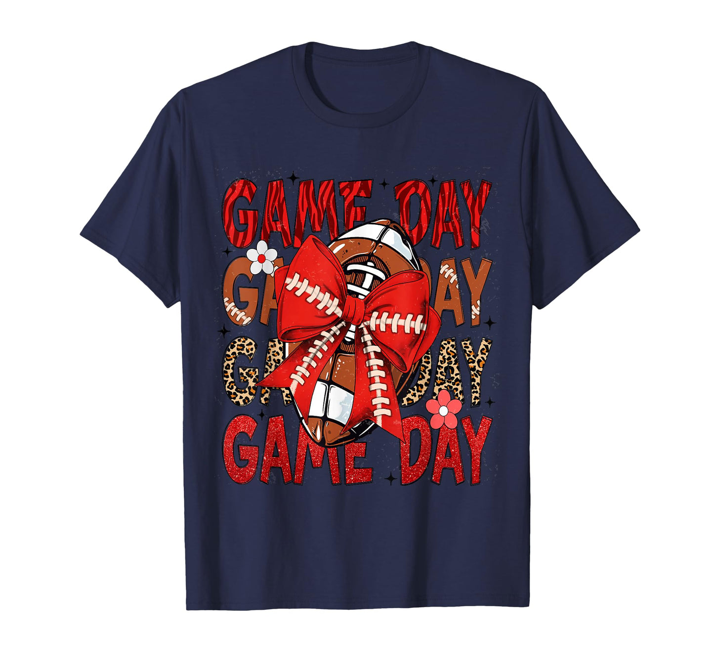 Football Lover Coquette Bow Game Day Fan & Player Mom & Girl T-Shirt