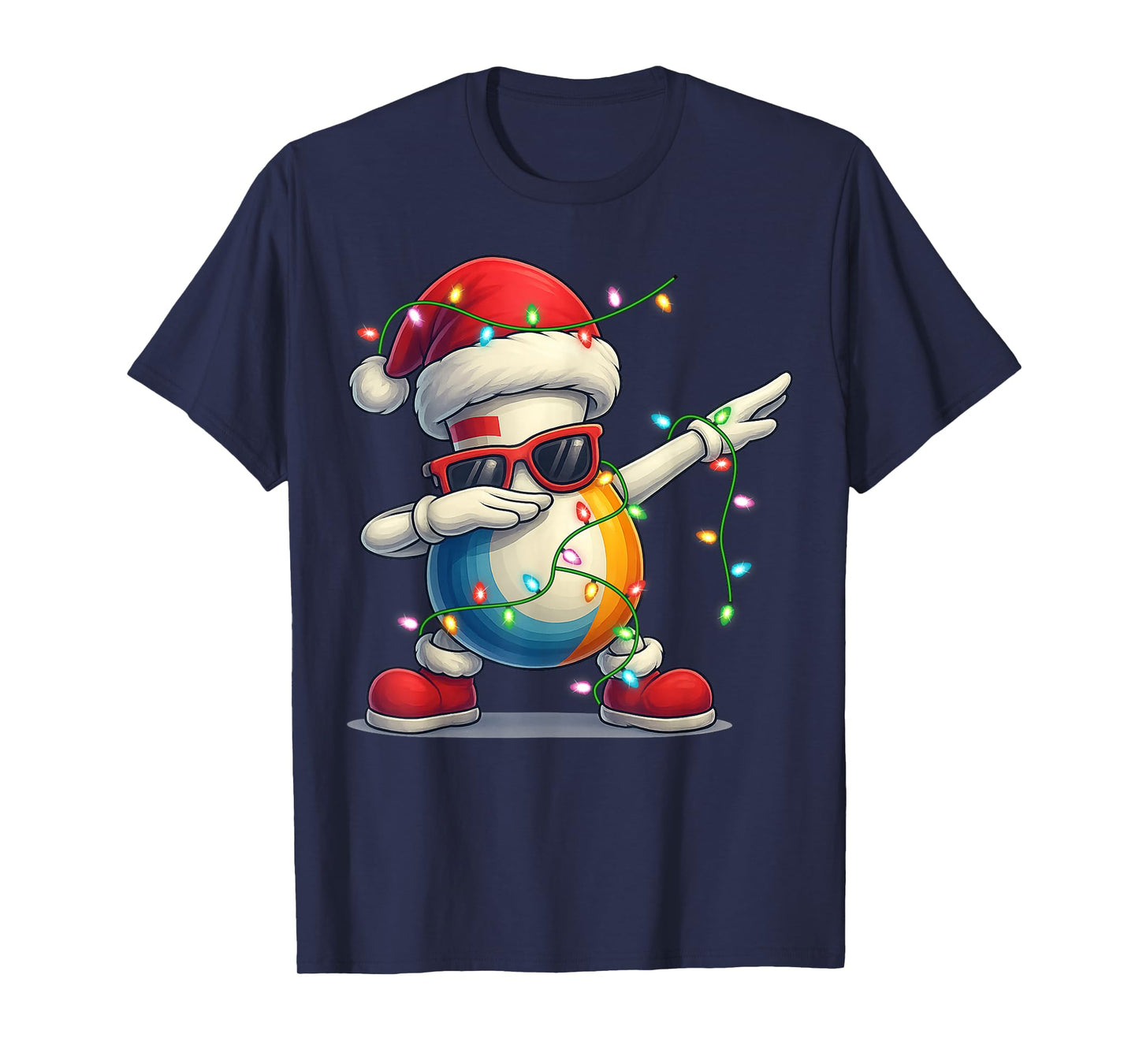 Bowling Christmas Tee Santa Dabbing Funny Sports Lover Boys T-Shirt