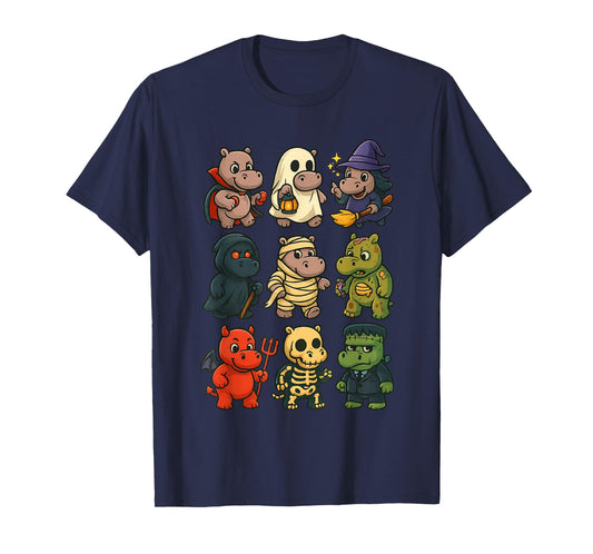 Funny Hippo Ghost Witch Zombie Halloween Costume for Kids T-Shirt