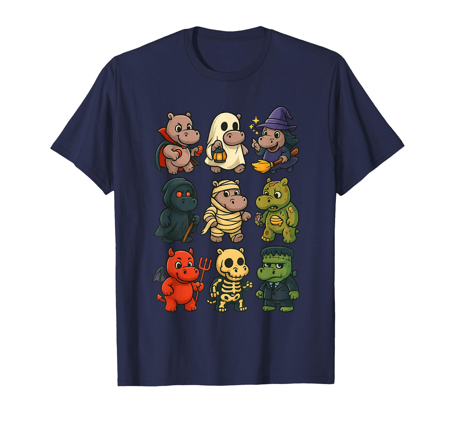 Hippo Ghost Witch Zombie Hilarious Animal Halloween Spooky T-Shirt