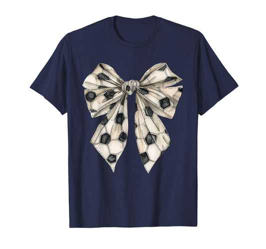 Vintage Soccer Bow Simple Soccer Mom Soccer Game Day T-Shirt