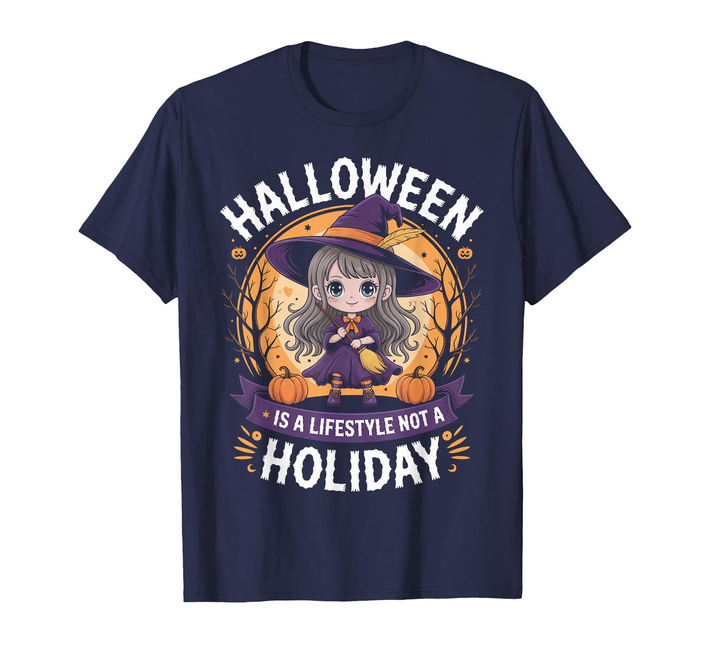 Halloween Anime Witch Chibi Lifestyle Not Holiday Girl Women T-Shirt