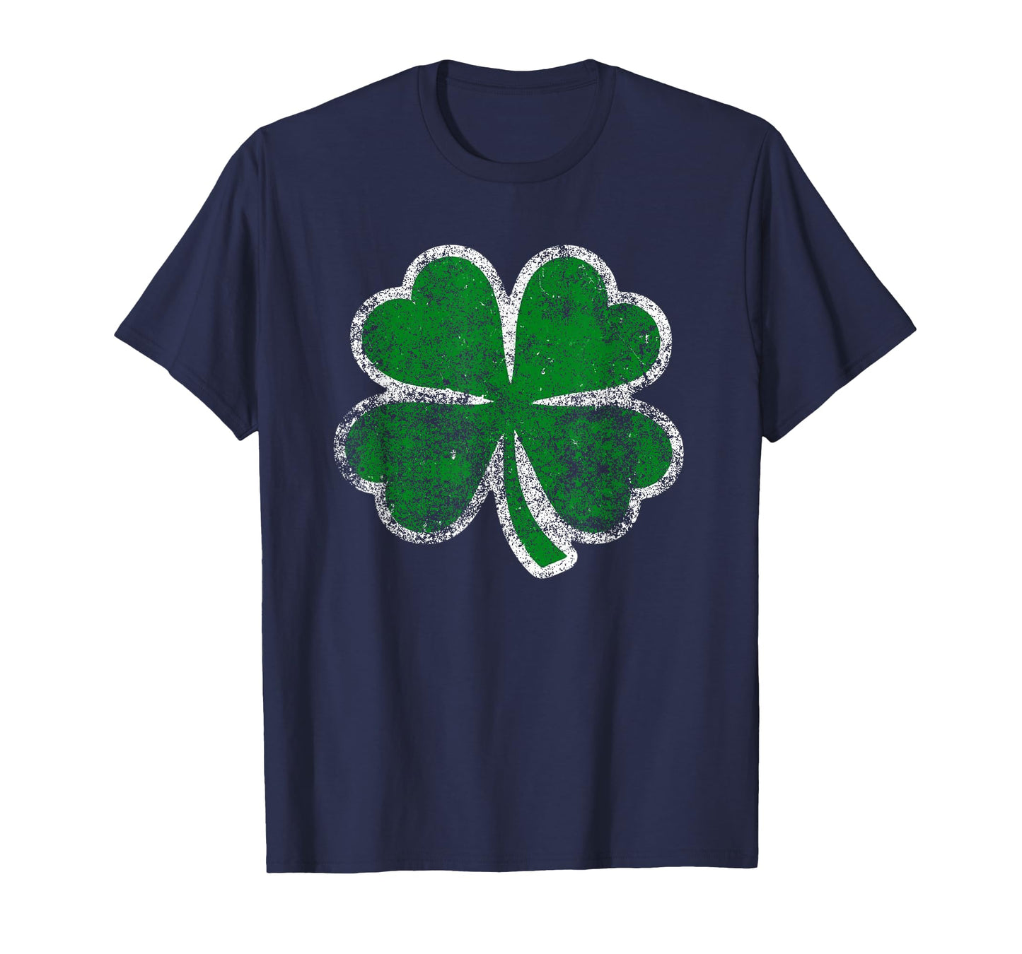 Four Leaf Clover Vintage Heavy Distressed Saint Patrick Day T-Shirt