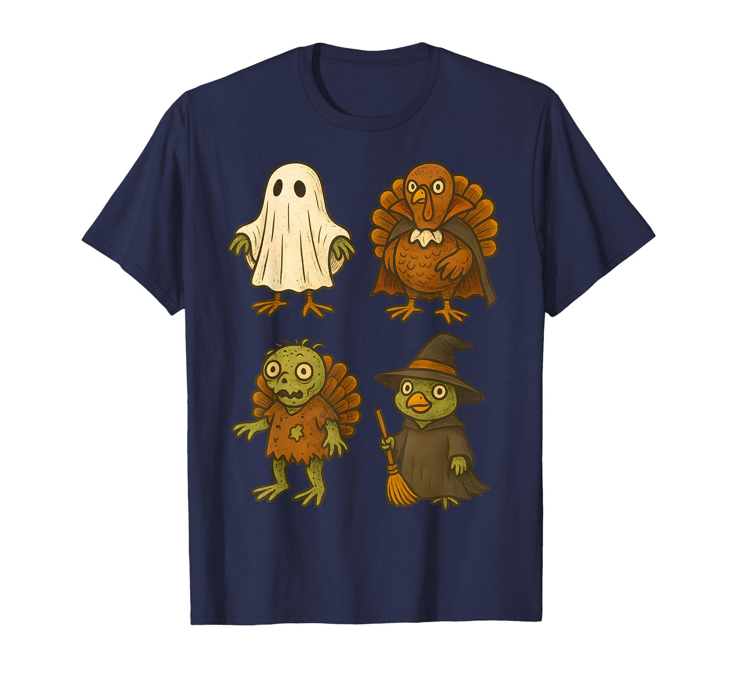 Turkey Ghost Witch Zombie Thanksgiving for Kids Boys Girls T-Shirt
