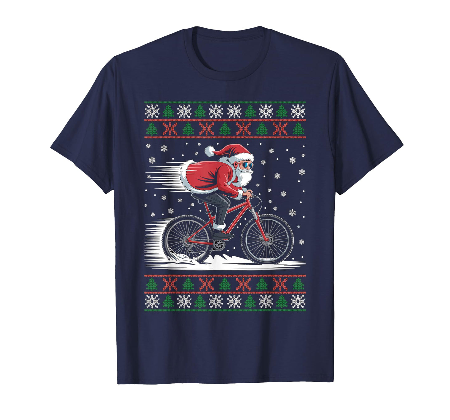 Santa Claus Mountain Bike Ugly Christmas Sweater MTB T-Shirt