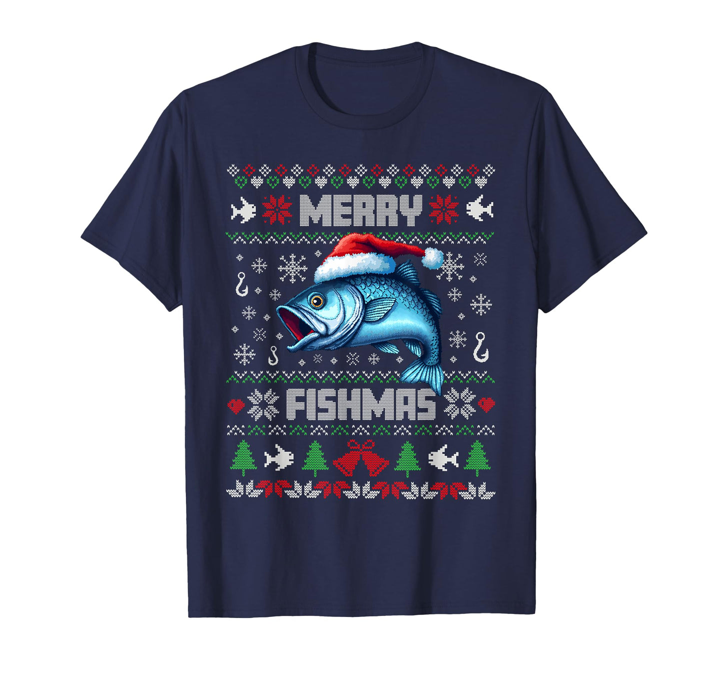 Merry Fishmas Funny Xmas Fishing Ugly Christmas Men Women T-Shirt