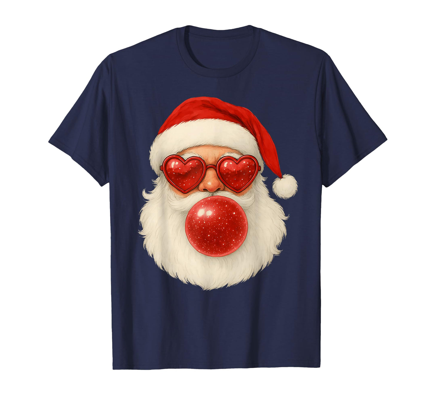 Red Santa Christmas Bubble Gum Sunglasses Vintage Retro T-Shirt