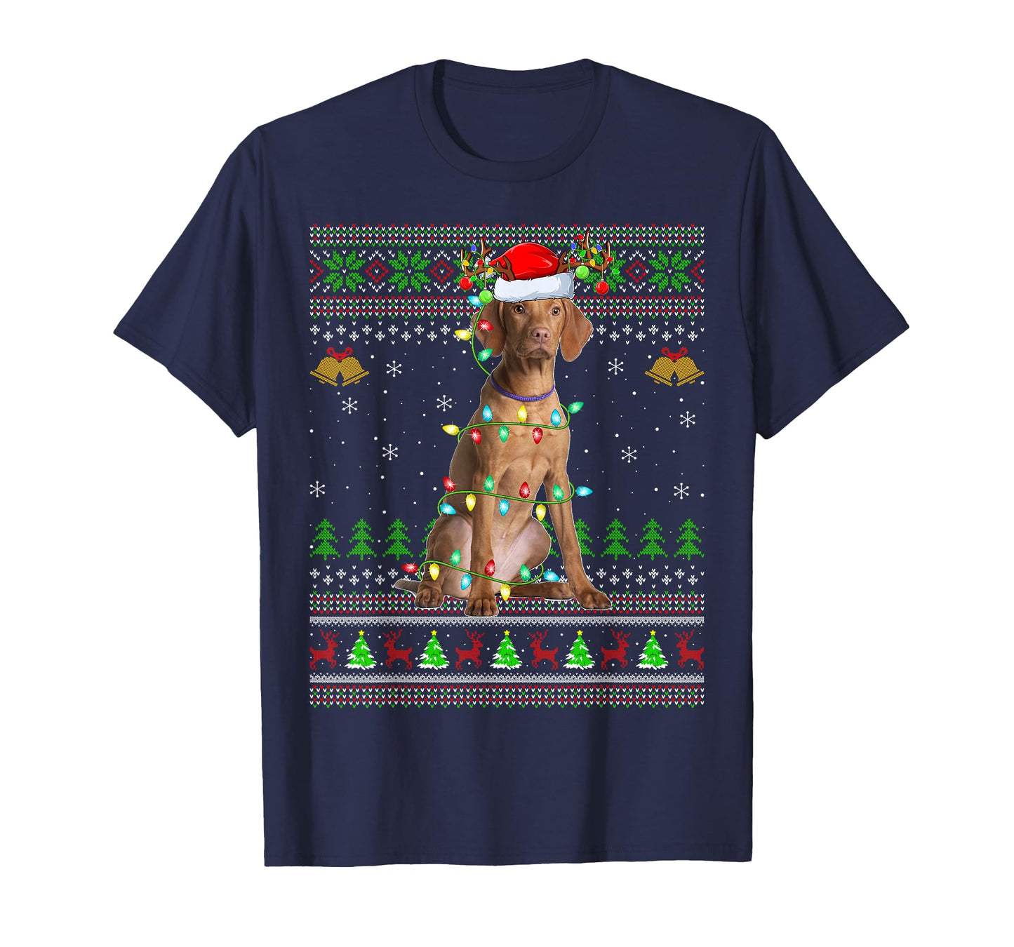 Vizsla Dog Ugly Christmas Sweaters Holiday Santa Xmas T-Shirt