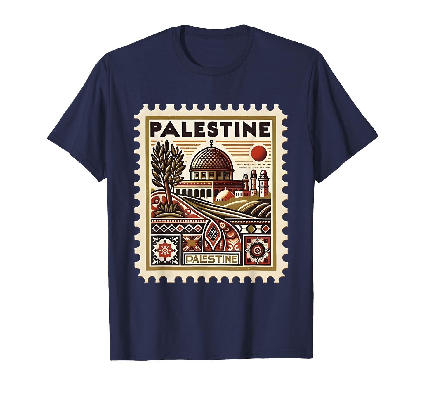 Vintage Palestine Stamp Dome Cultural Heritage Art T-Shirt