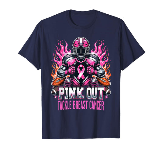Pink Out Tackle Breast Cancer Awareness American Football T-Shirt