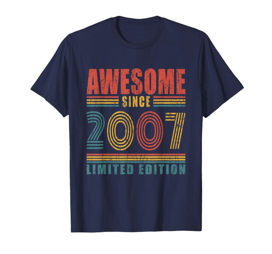 18th Birthday Awesome Since 2007 Vintage 18 Birthday T-Shirt