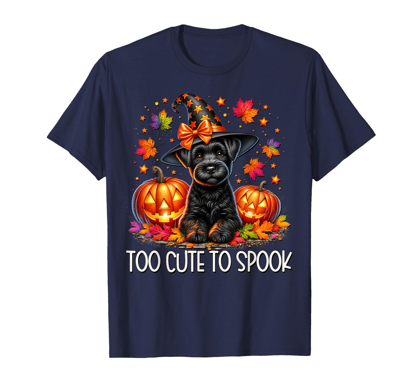 Halloween Schnauzer is Too Cute to Spook Spooky Pumpkin Face T-Shirt