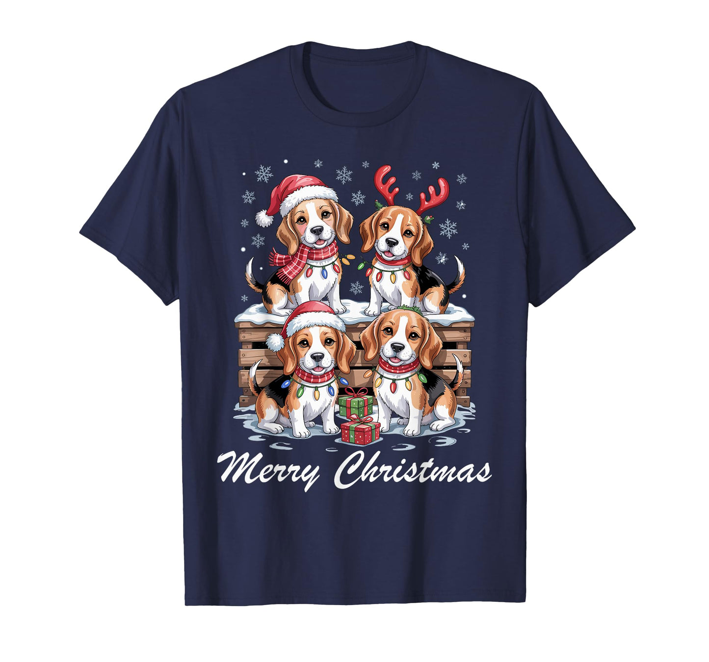 Beagle Merry Christmas Funny Dog Lovers Holiday Pajama T-Shirt