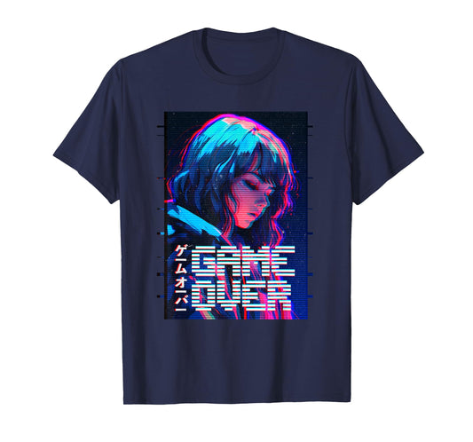Game Over Sad Japanese Anime Girl Vaporwave Aesthetic T-Shirt