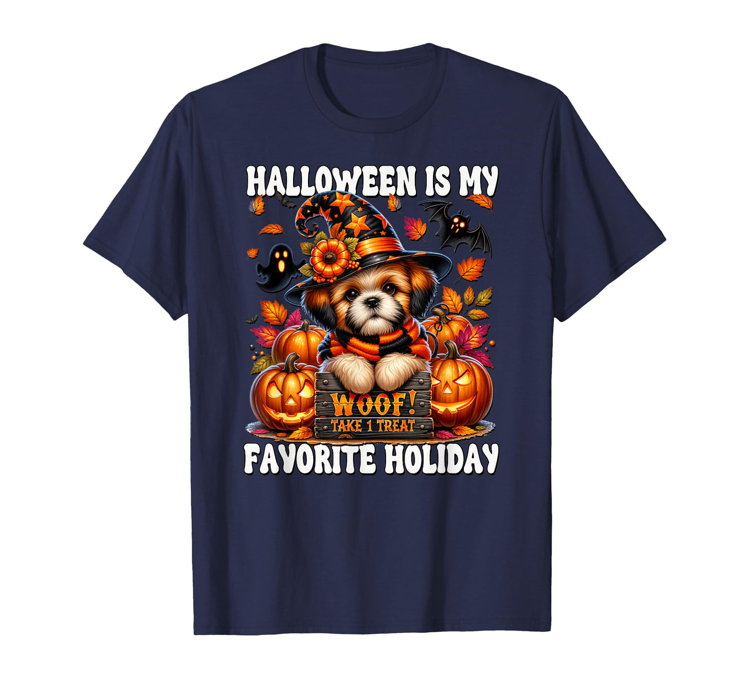 Halloween is My Favorite Holiday Graphic for Shih Tzu Mom T-Shirt