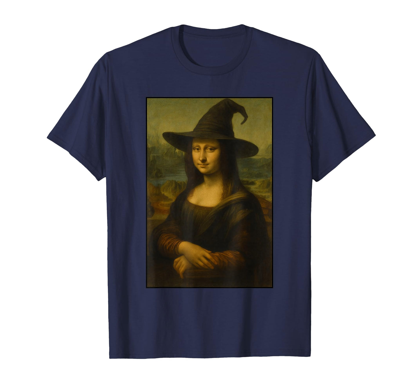 Mona Lisa Witch Hat Halloween Costume Art Vintage T-Shirt
