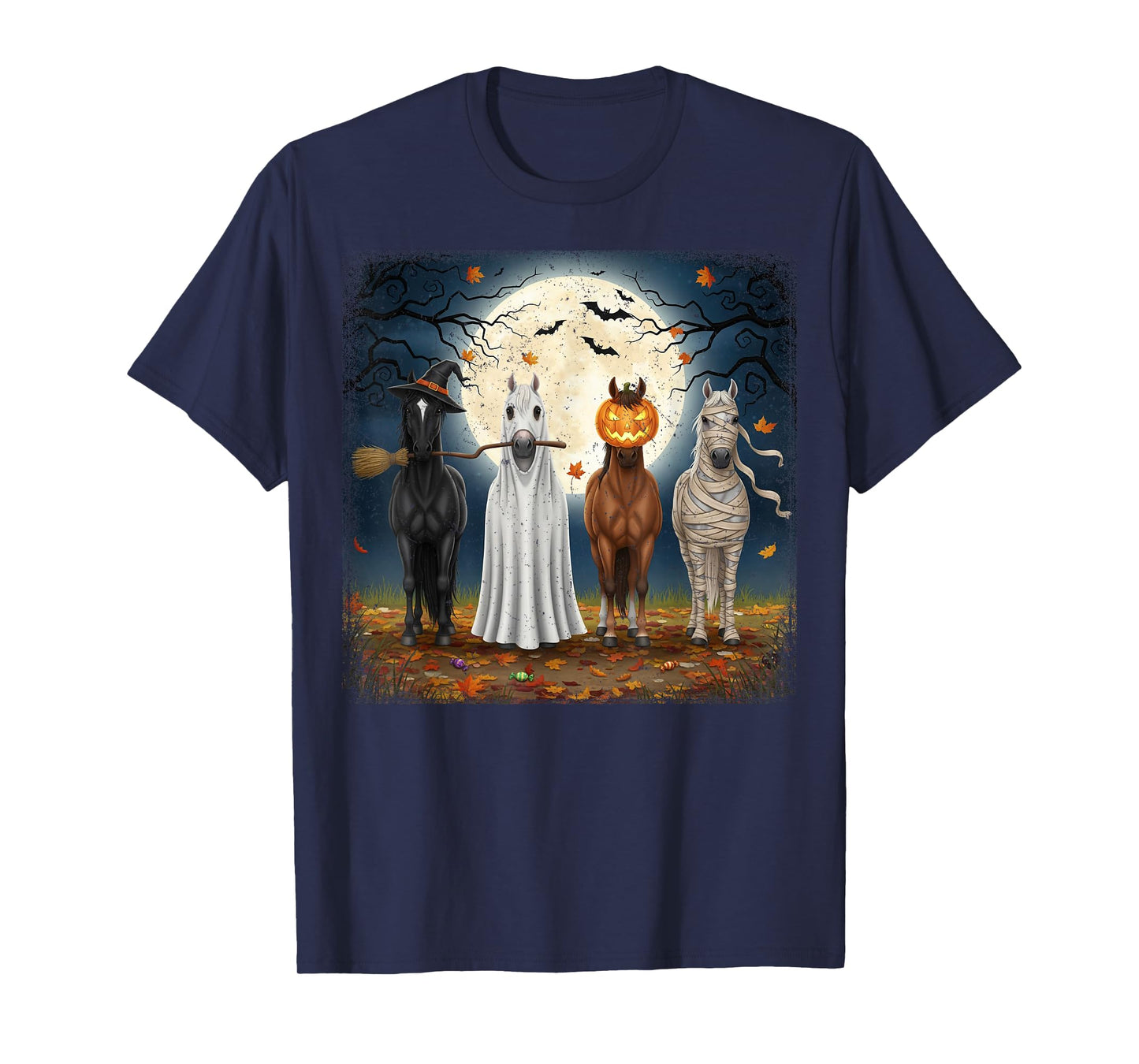 Creepy Cute Halloween Horse Design for Equestrian Woman Girl T-Shirt