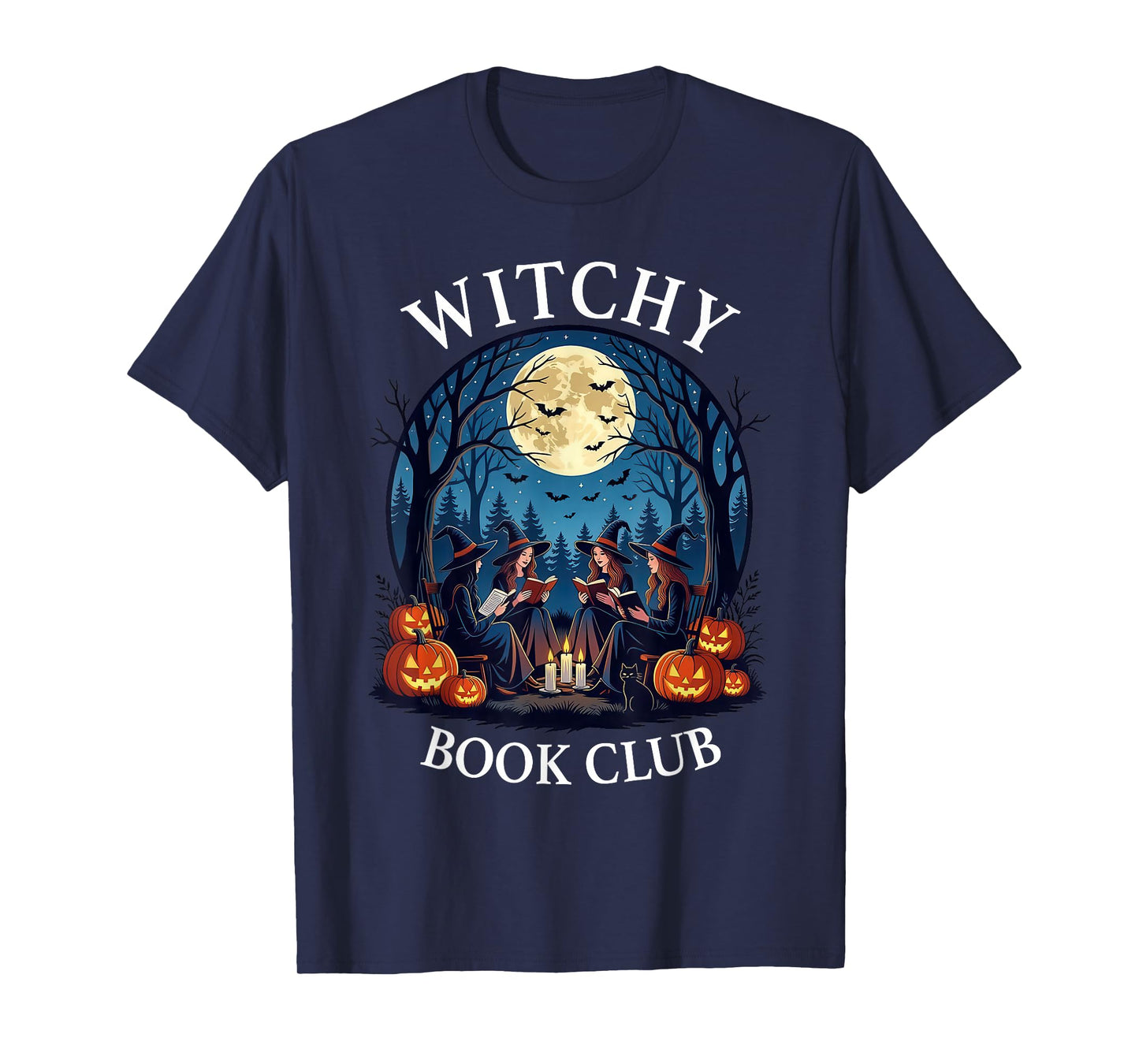 Witchy Book Club Reading Witches Halloween Moon T-Shirt