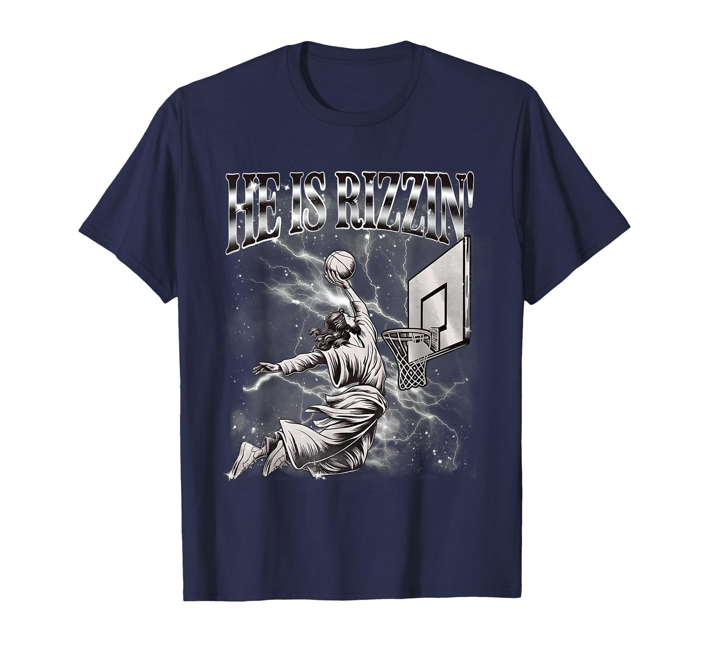 He Is Rizzin Funny Jesus Basketball Easter Christian Men Boy T-Shirt