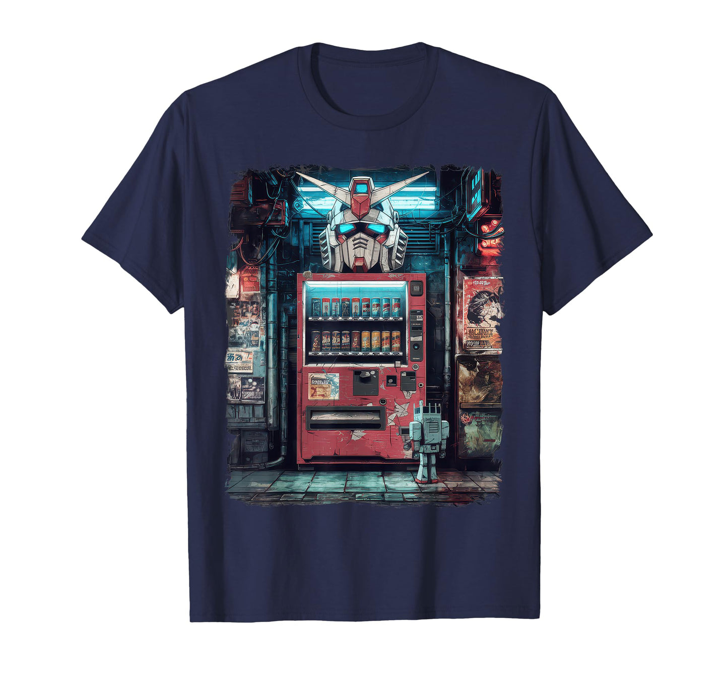 Mecha Tshirt Japanese Mecha Robot Head Anime Art Ukiyo-E T-Shirt