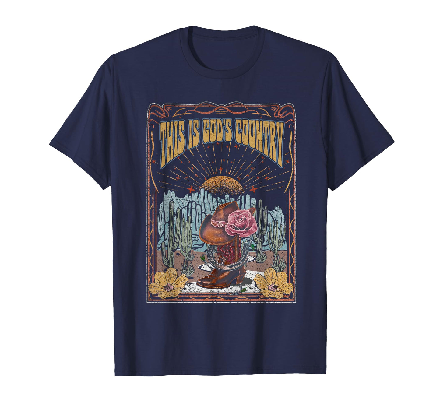 This Is God's Music Country Funny Cowboy Boots Rodeo Flowers T-Shirt