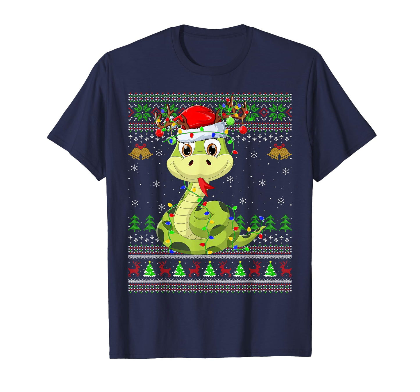 Snake Ugly Christmas Sweaters Reindeer Santa Cute Xmas T-Shirt