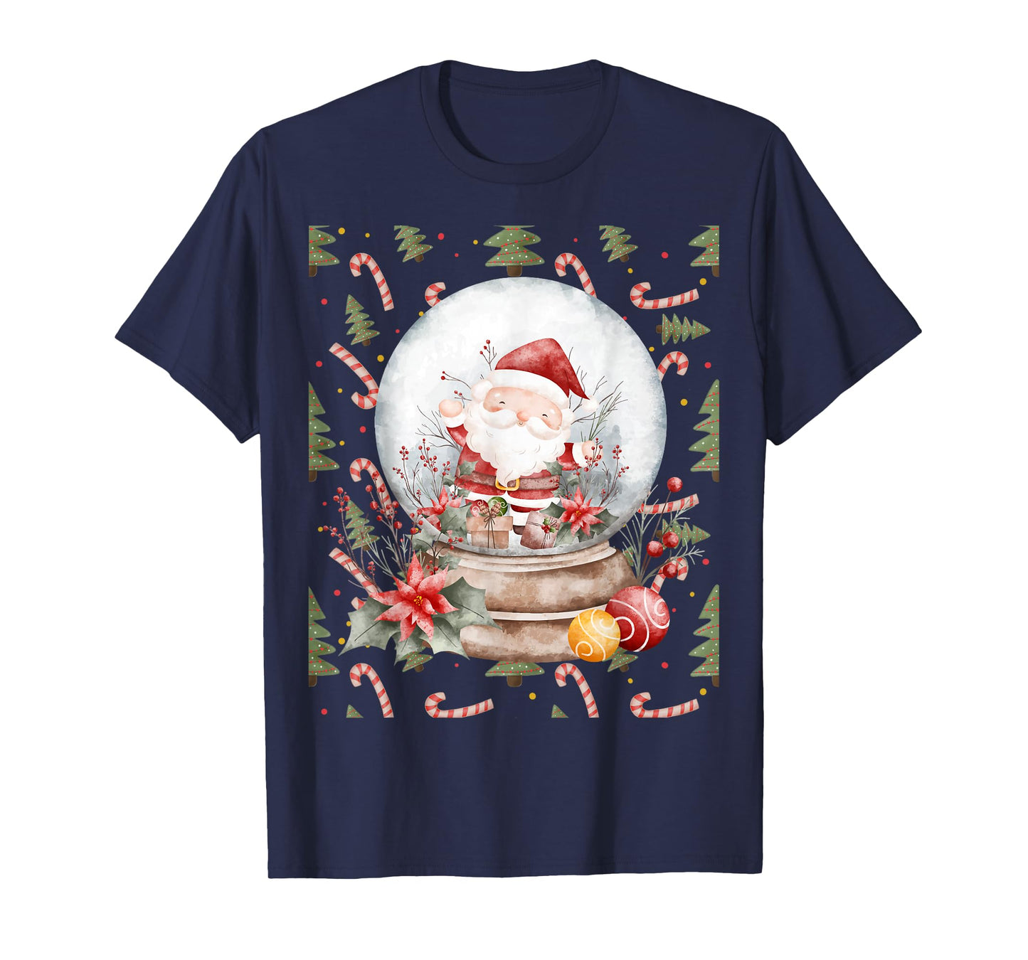 Christmas Happy Snow Globe Santa Festive Holidays T-Shirt