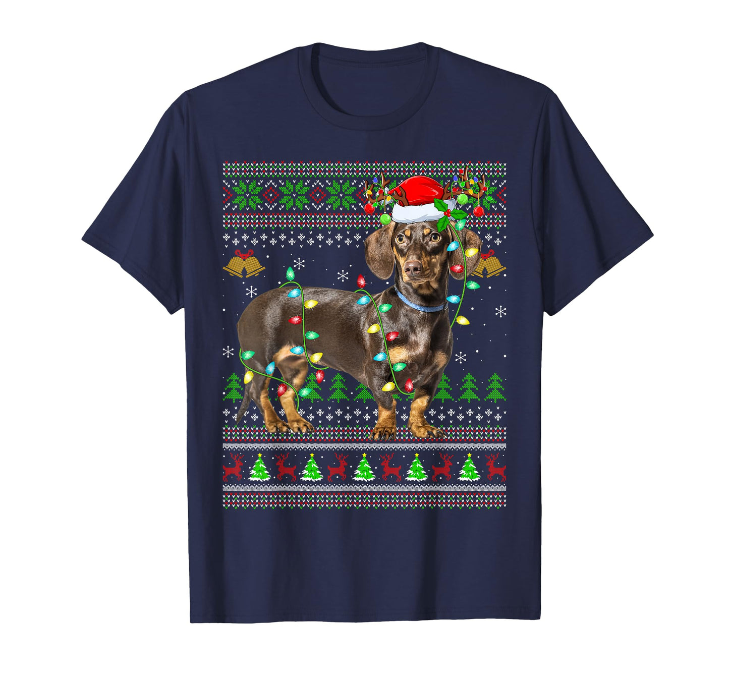 Dachshund Dog Ugly Christmas Sweaters Holiday Santa Xmas T-Shirt