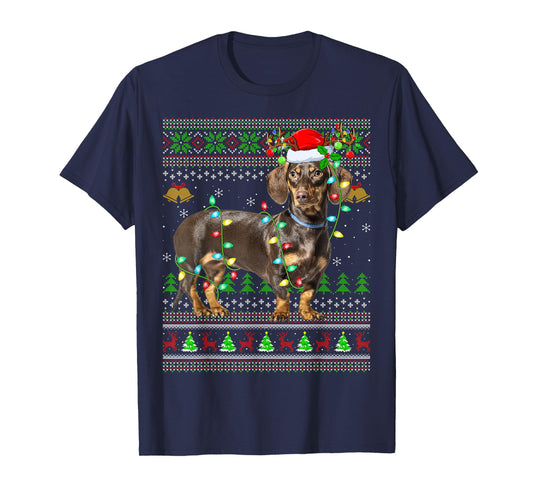 Dachshund Dog Ugly Christmas Sweaters Holiday Santa Xmas T-Shirt