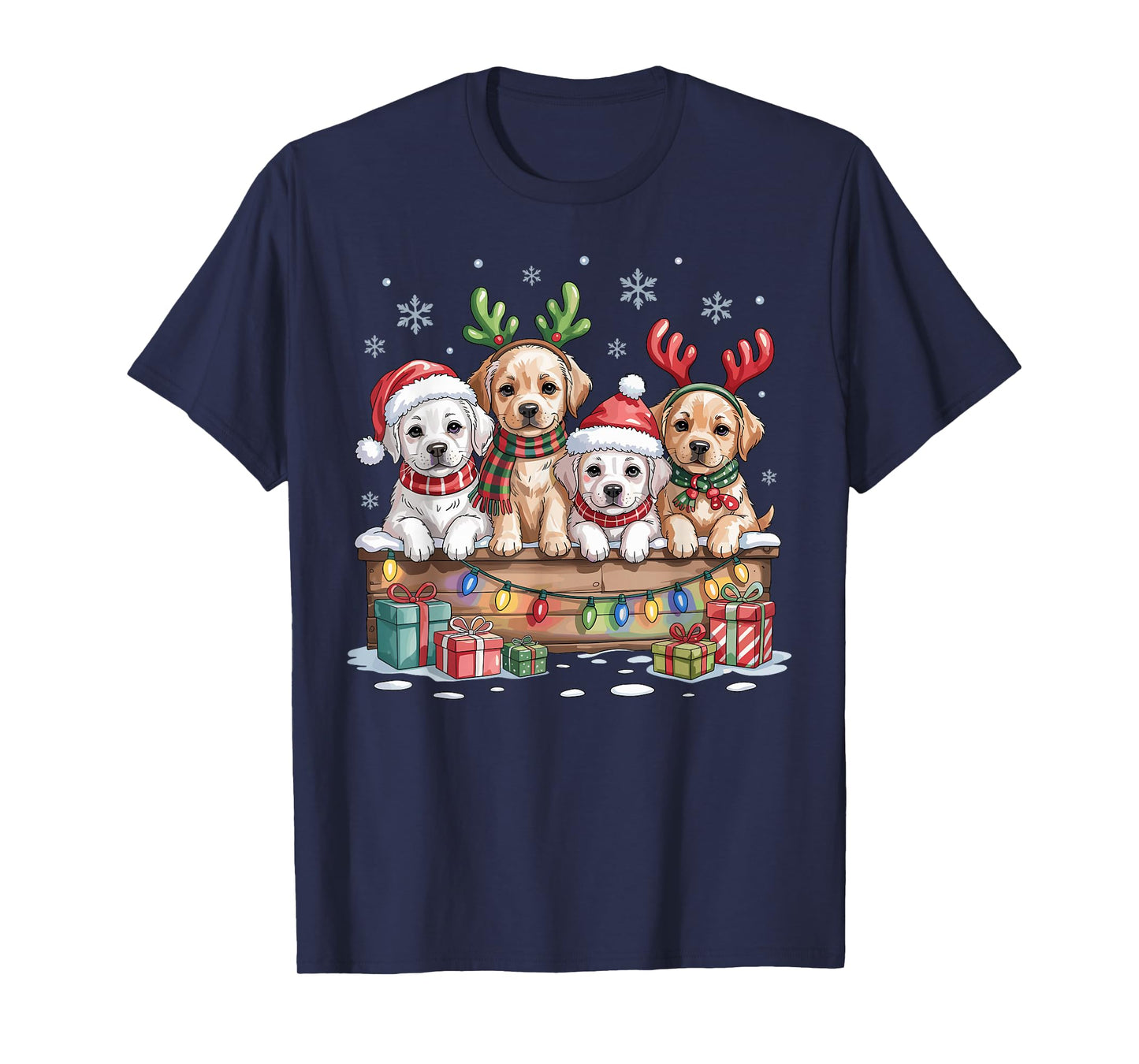 Cute Labrador Christmas Puppies Dog Lovers Funny Holiday T-Shirt
