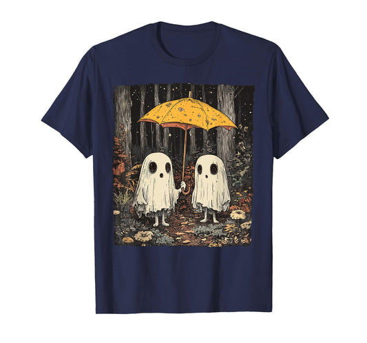 Vintage Floral Ghost Halloween Ghost in the Forest Gothic T-Shirt